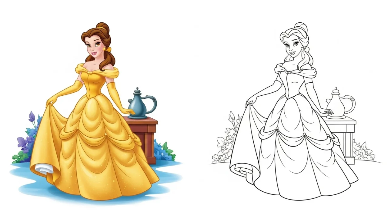 Belle Coloring Pages