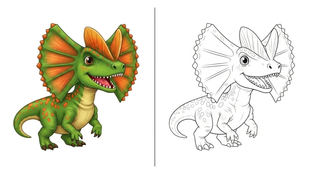 Dilophosaurus coloring pages featured image