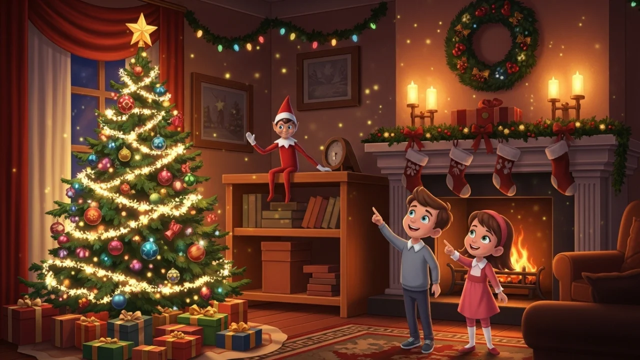 Elf on Shelf watching kids at Christmas