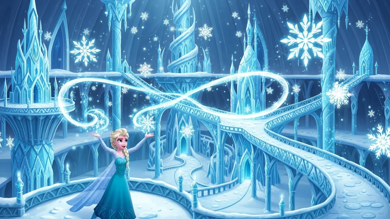 Elsa’s ice castle and snowy adventure