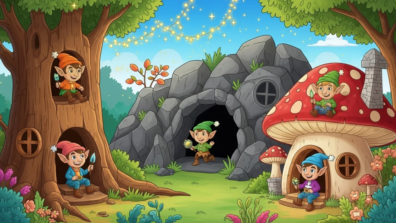 Goblins in magical forest homes