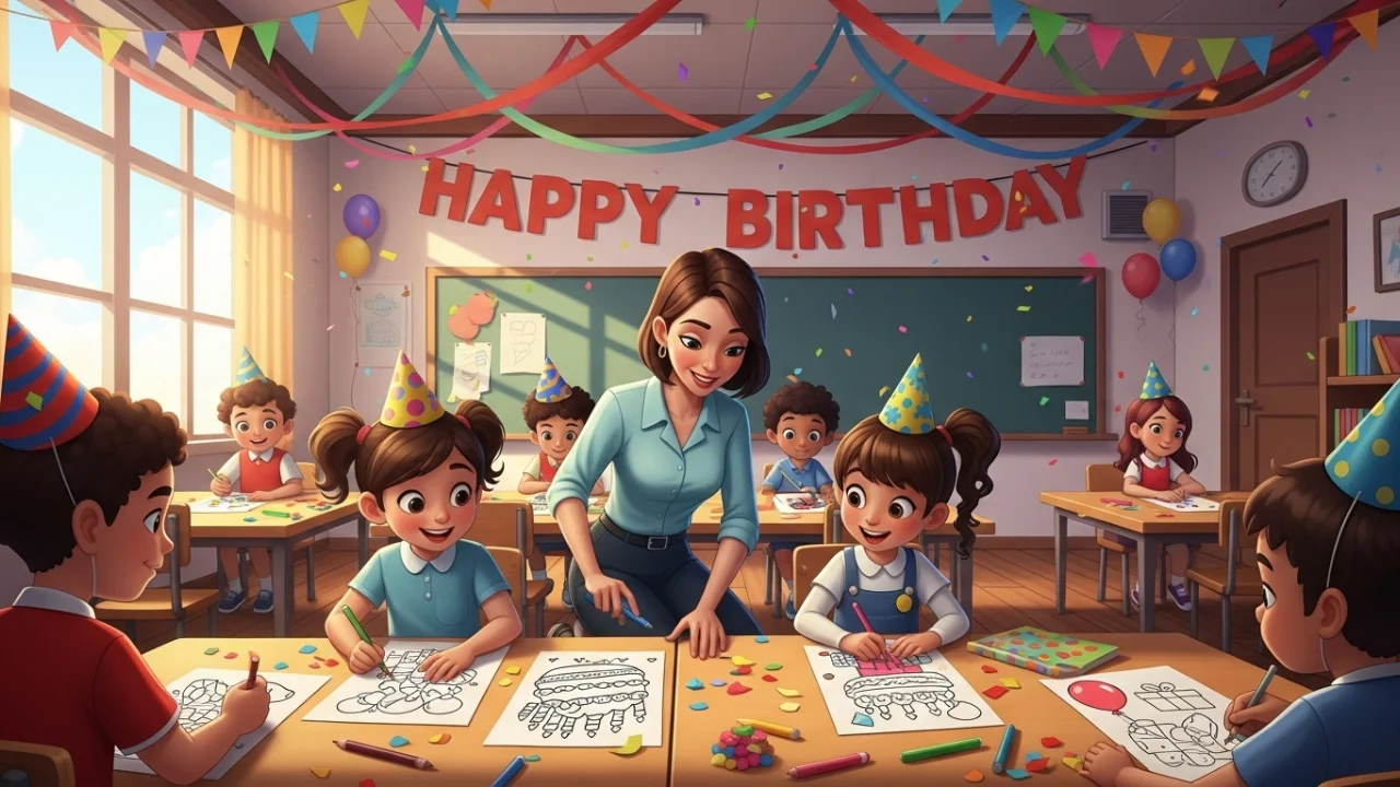 Kids learning through fun birthday coloring