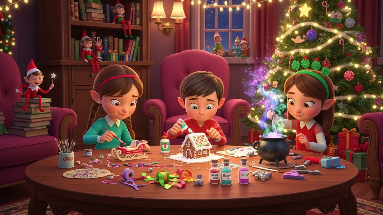 Kids making Elf crafts