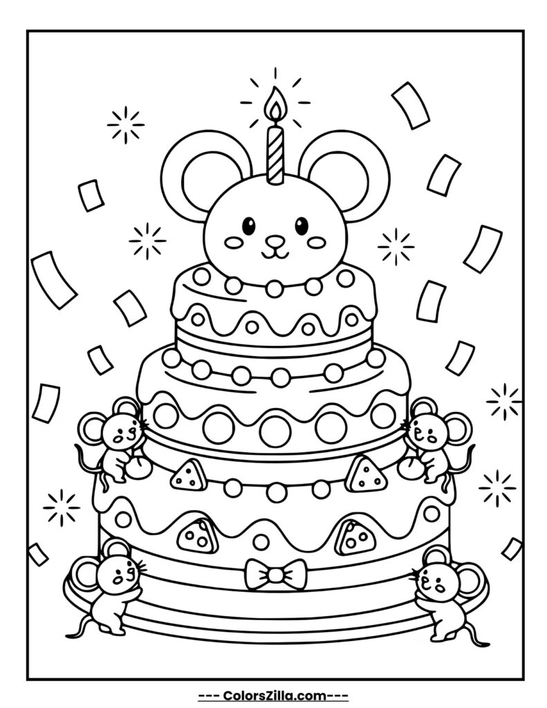 Mouse Themed Birthday Cake