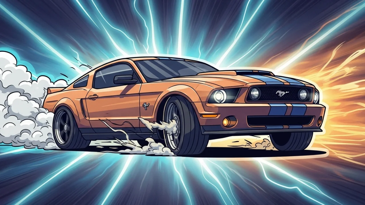 Mustang Car in full aggression