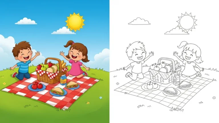 Picnic Coloring Pages