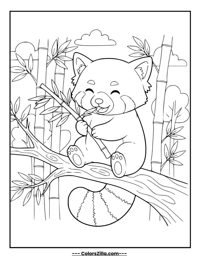 Red Panda's Bamboo Snack