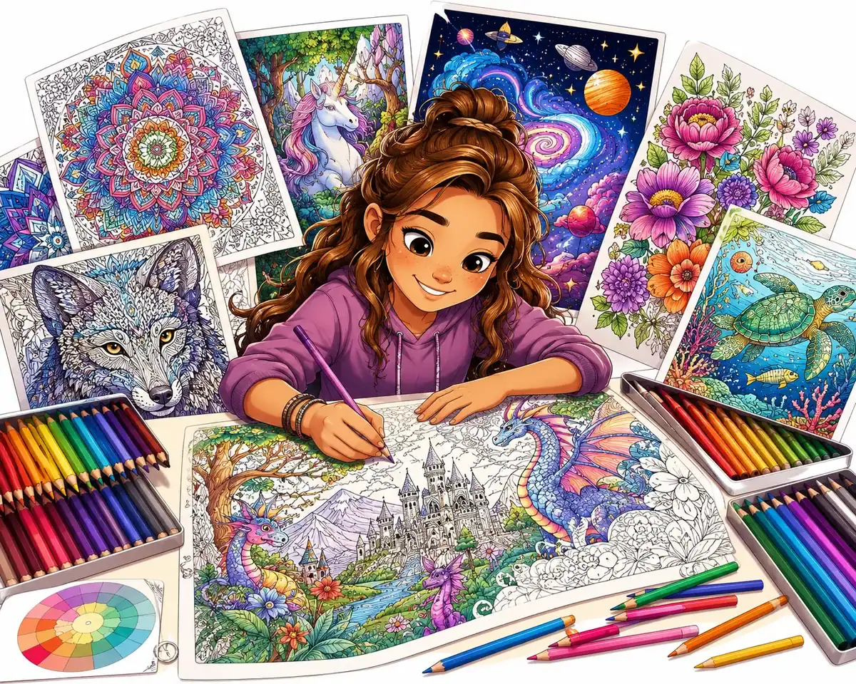 Tween coloring page with detailed mandala pattern for ages 10 and up