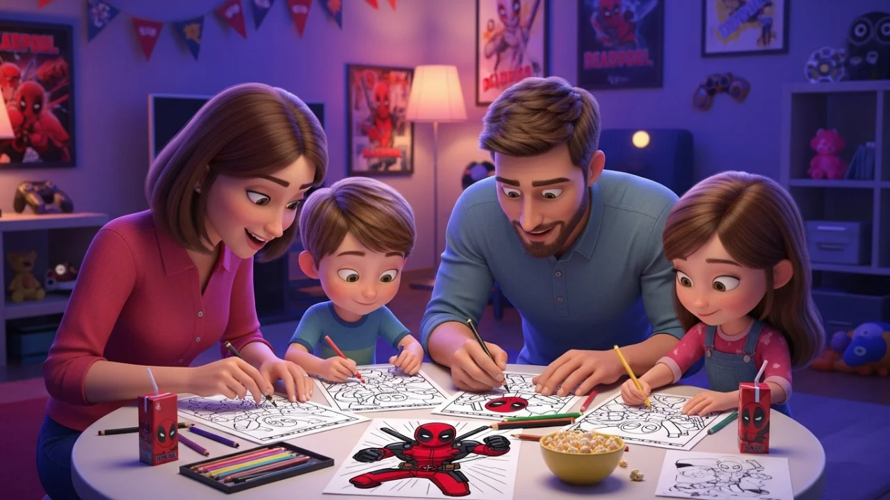 parents helping kids in deadpool coloring pages crafts